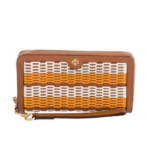 TORY BURCH Leather Striped Wristlet